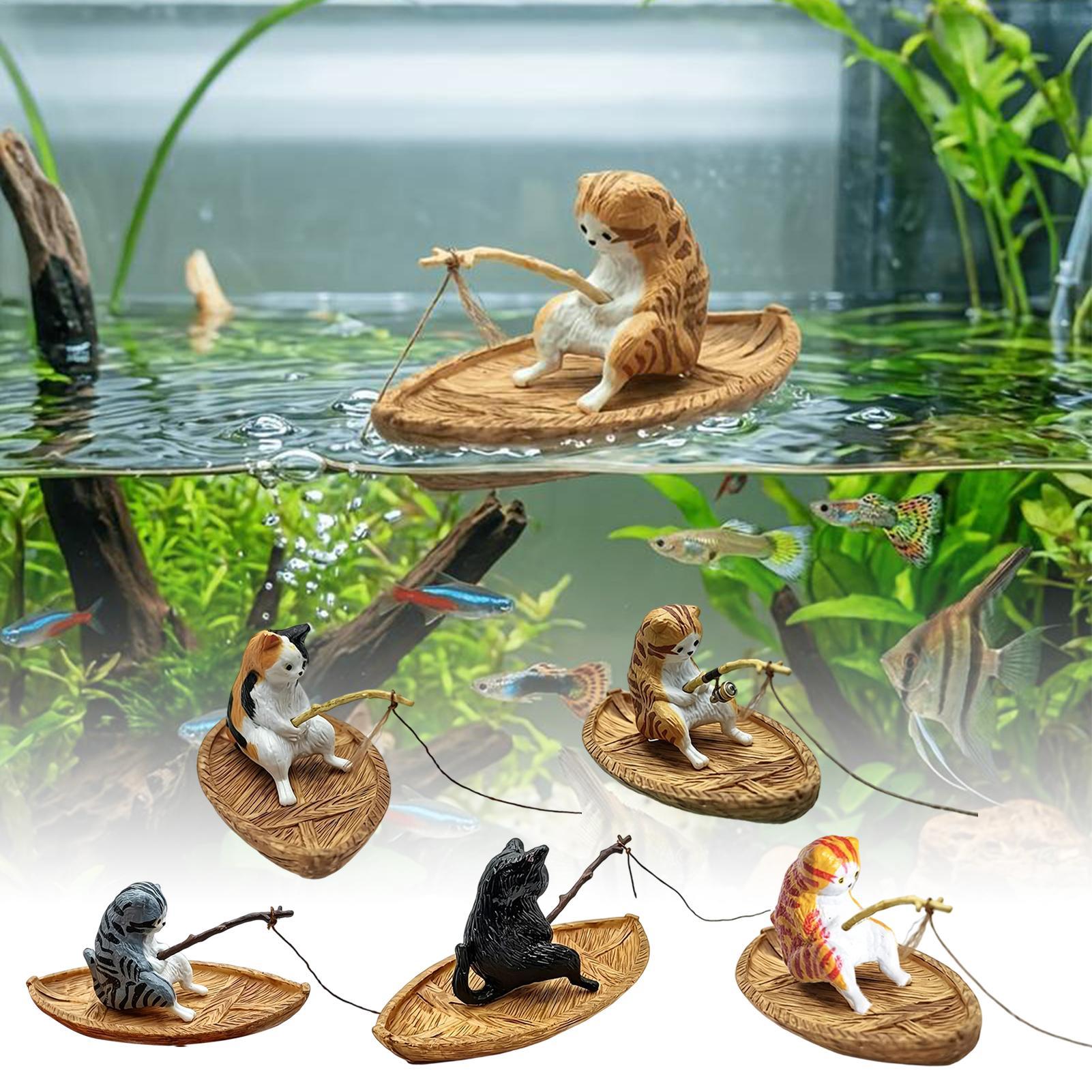 Aquarium Marineland - Yaratıcı Kedi Balıkçı Teknesi Akvaryum Süsü